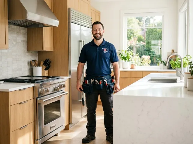 Appliance Repair Hero technician in a Atwood, CA kitchen after an appliance repair